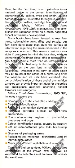 Fortress Books Military Small Arms Ammunition Of The World 1945 1980